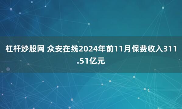 杠杆炒股网 众安在线2024年前11月保费收入311.51亿元